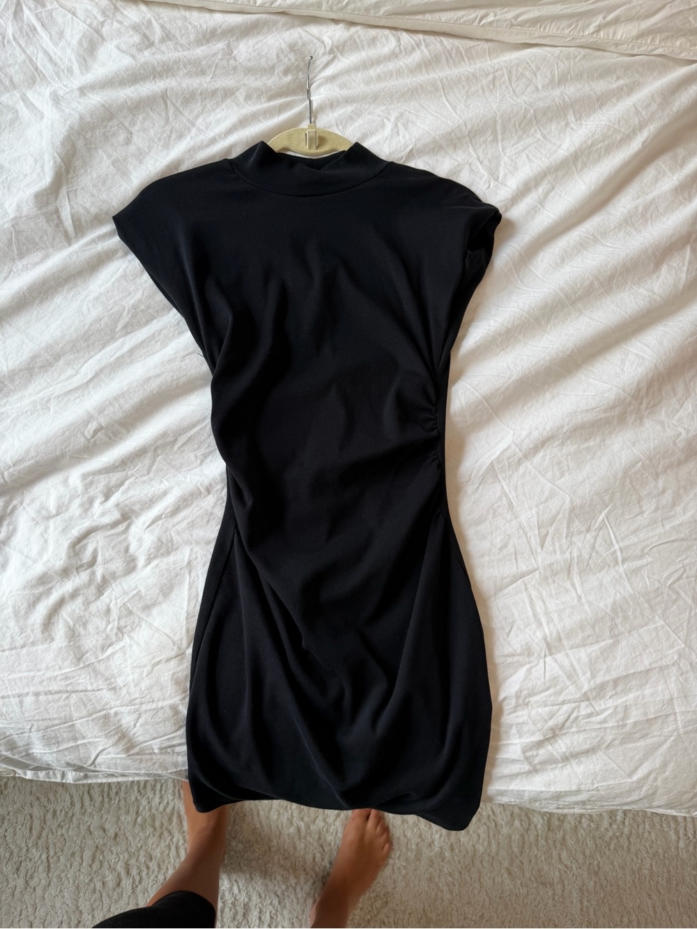 Zara Black Mock-Neck Mini Dress